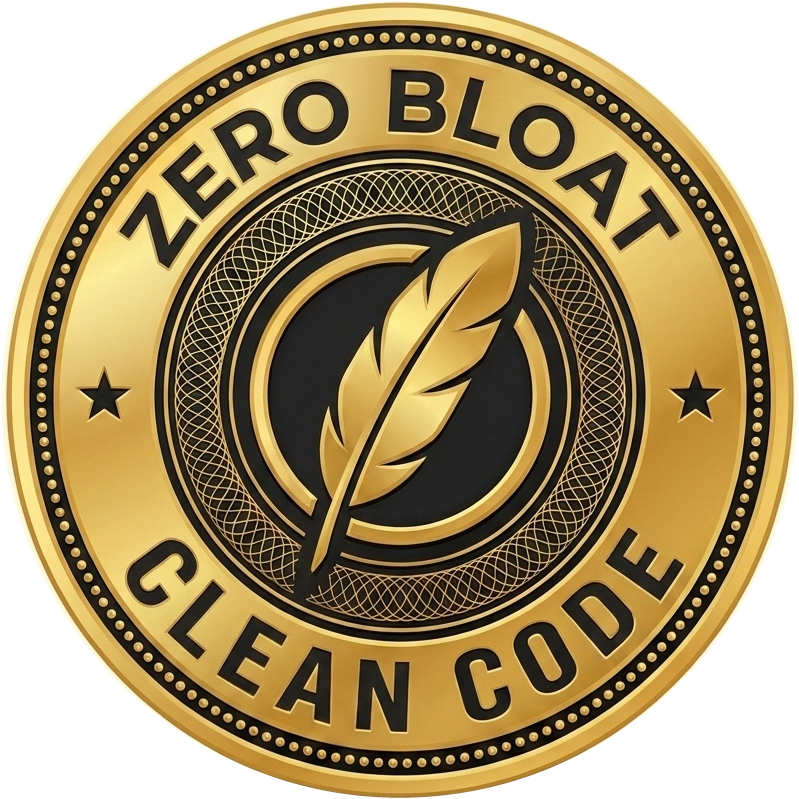 Clean code, zero bloat seal